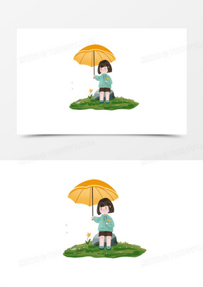 雨中打伞图片素材