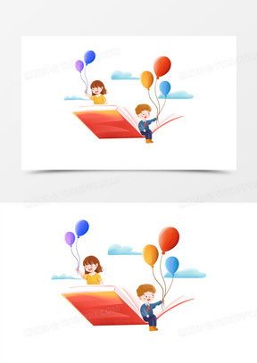 手绘卡通创意儿童阅读免抠元素