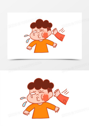 卡通男孩被打挨打表情包素材