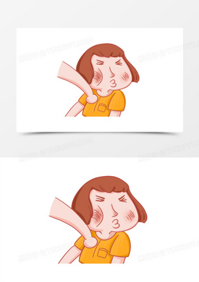 卡通手绘女孩挨打被打表情包素材