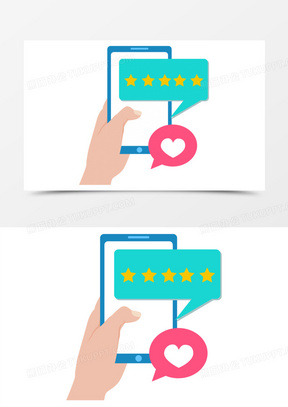 卡通矢量评价打分手机打分手势动作元素