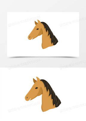 卡通手绘免抠马头素材