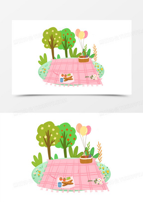 卡通手绘免抠野餐素材