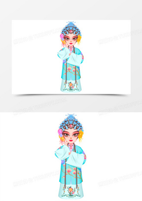 手绘戏曲京剧角色青衣花旦插画元素
