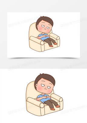 卡通男孩累了休息表情包素材