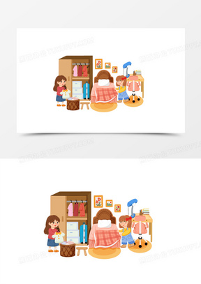 整洁的房间卡通图片可爱版下载_熊猫办公