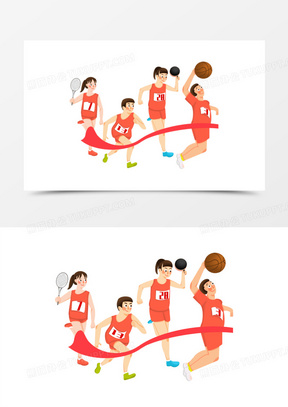 手绘校园运动会免抠元素