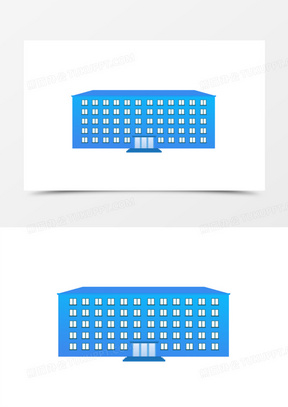 手绘蓝色系立体寝室楼素材