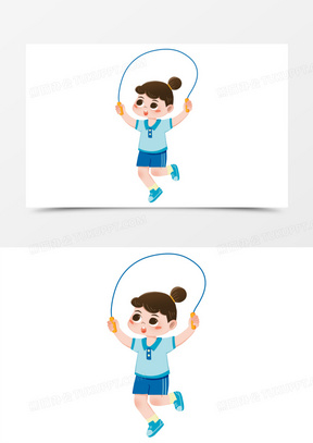 卡通低年级运动会跳绳人物素材