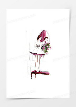 照镜子图片卡通动漫下载_熊猫办公