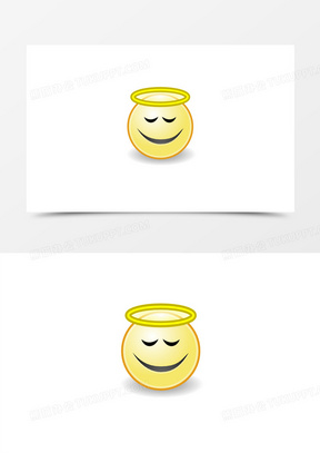 黄色圆球表情天使开心