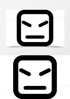 生气的脸方形,直线图标