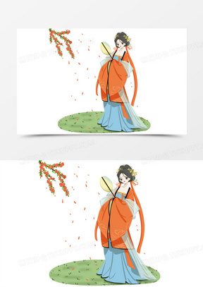 古风汉服女子人物素材353手绘古风汉服女子免抠元素482手绘古风汉服