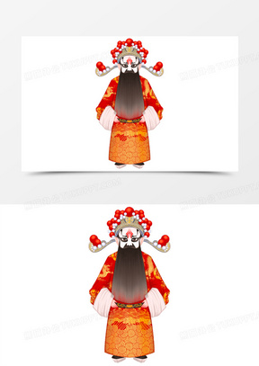 手绘京剧戏曲净角副净插画人物元素