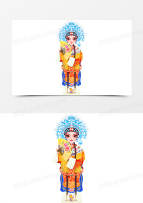 手绘京剧戏曲人物花衫花旦角色插画