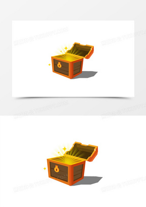 手绘游戏卡通打开的宝箱