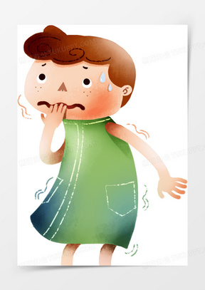 害怕的男孩手绘人物