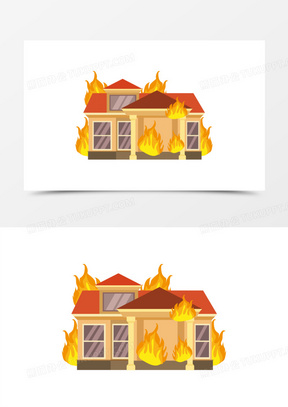 简笔画着火的房子素材50矢量房子着火图标素材80卡通扁平房子着火免抠