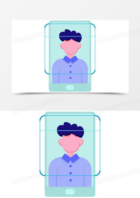 扁平风身份认证人脸识别素材