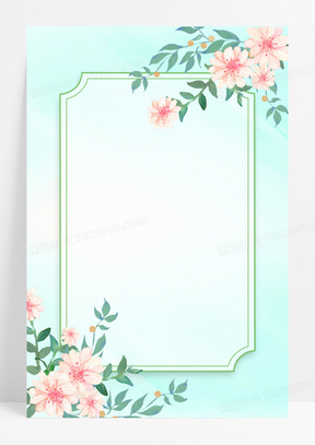 绿色小清新春日花卉边框背景