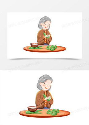 卡通手绘免抠奶奶包粽子素材