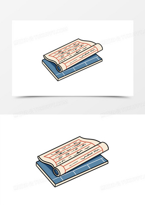 卡通手绘免抠古书素材