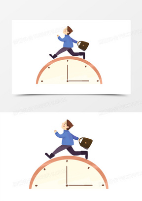 卡通上班赶时间男子元素