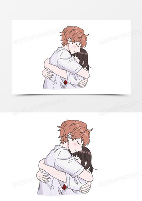 卡通情侣男女朋友拥抱元素