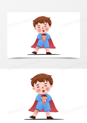 手绘超人爸爸披风元素