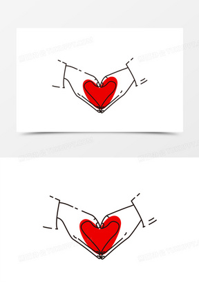 手绘矢量加油爱心手势素材