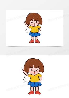 卡通可爱小女孩加油呐喊表情素材