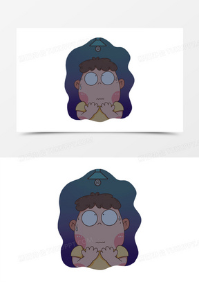 卡通男孩突然停电吓到不敢动害怕素材