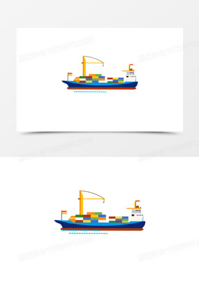 卡通集装箱货船免抠元素