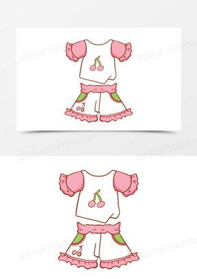 卡通夏装儿童衣服樱桃套装素材