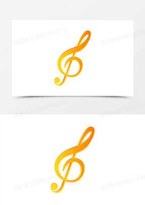 手绘黄色立体渐变音乐符号素材