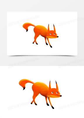 手绘卡通插画风狡猾的小狐狸素材