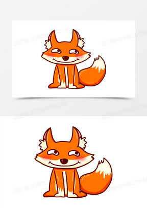 手绘可爱狡猾的小狐狸元素