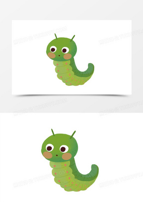 卡通拟人菜青虫害虫绿色虫子元素