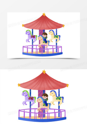 卡通旋转木马图片大全可爱