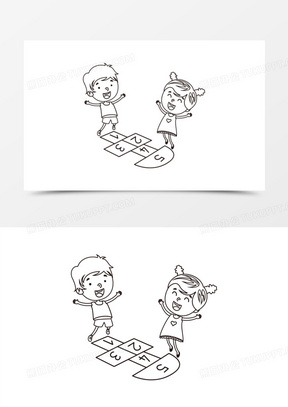 卡通安吉游戏简笔画图片