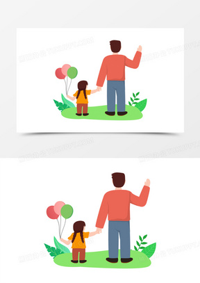 爸爸和女儿背影简笔画图片