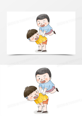 小孩嬉戏打闹图片