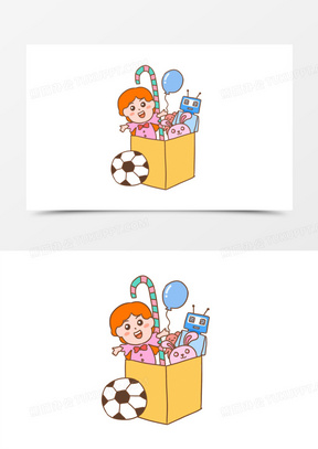 卡通可爱玩具箱元素