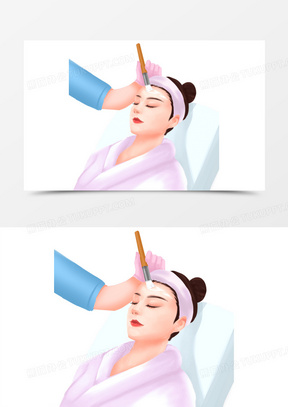 手绘女性美容之刷酸医美插画元素