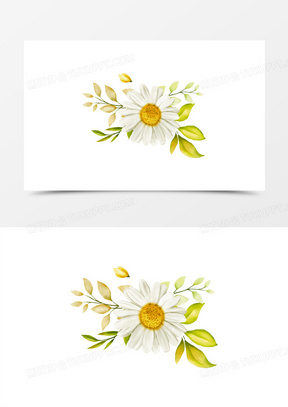 手绘水彩风小雏菊免抠元素