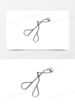 一组手绘水彩风化妆品美妆产品之睫毛夹元素