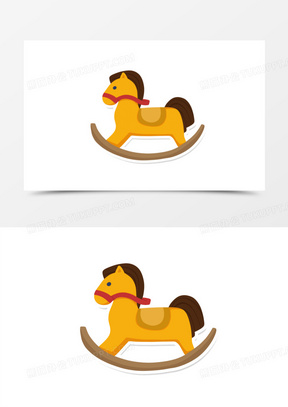 一组卡通益智玩具贴纸合集之木马素材