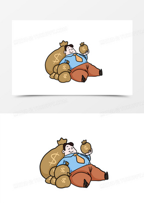 卡通手绘有钱人土豪素材