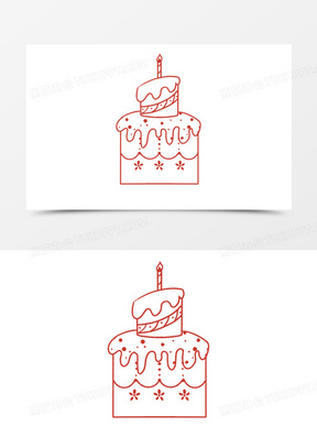 手绘简约风线稿奶油蛋糕素材