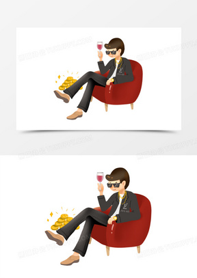 卡通财主老板有钱人免抠素材